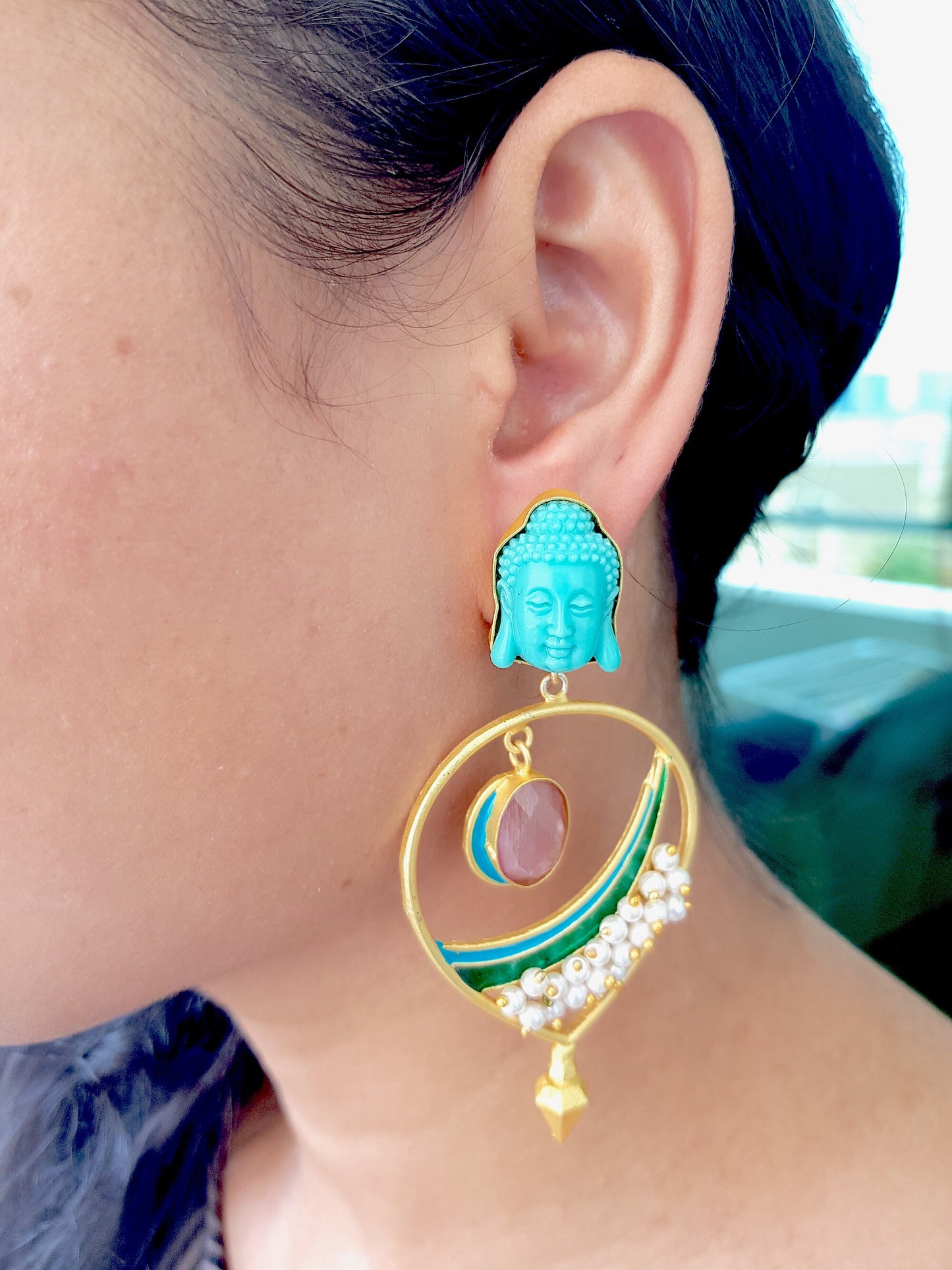 Blue Buddha Earrings