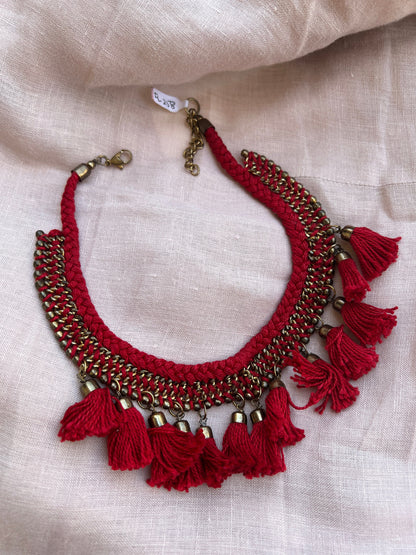 Red Tassel Boho Necklace