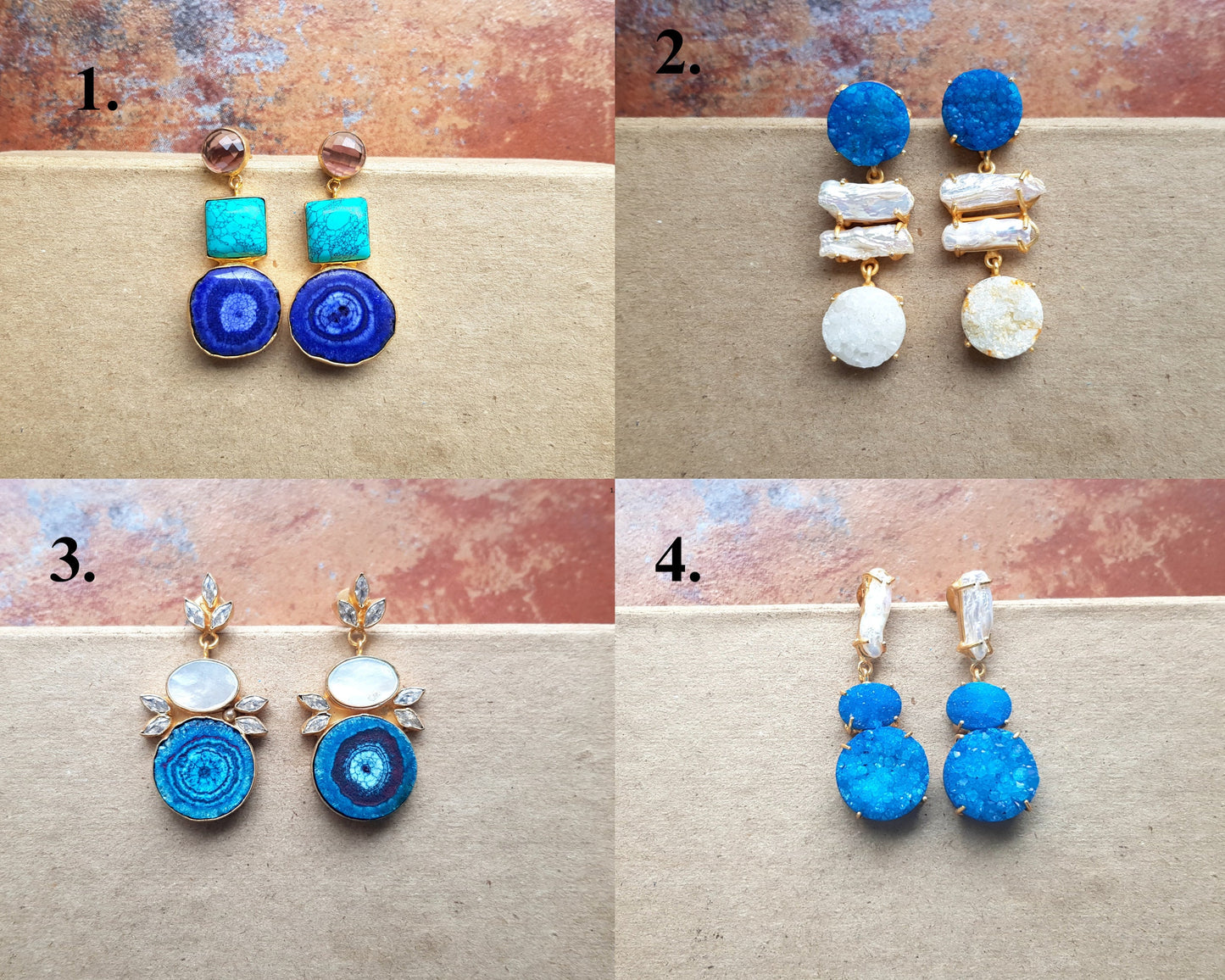 Blue Stone Drop Earrings