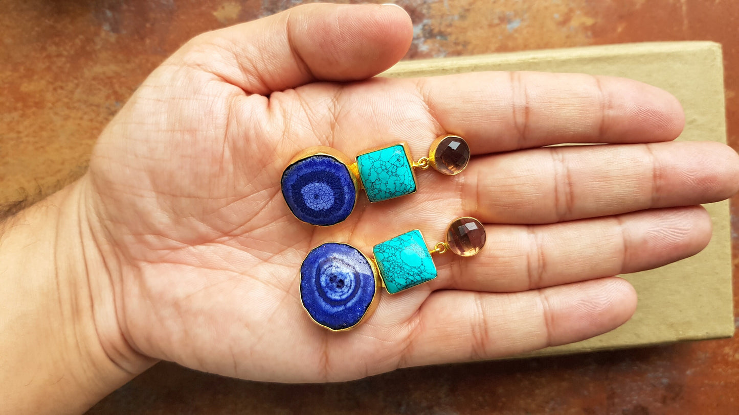 Blue Stone Drop Earrings