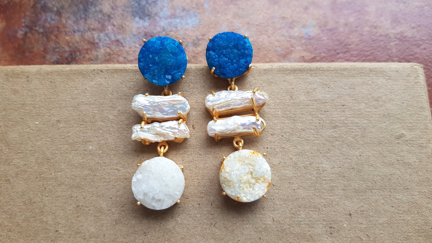 Blue Stone Drop Earrings