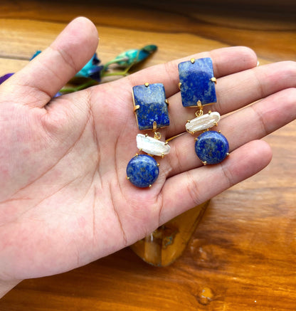 Lapis Lazuli Pearl Earrings