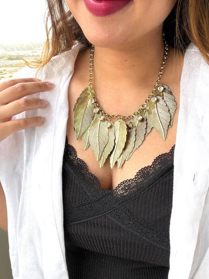 Gold Leaf Bib Necklace