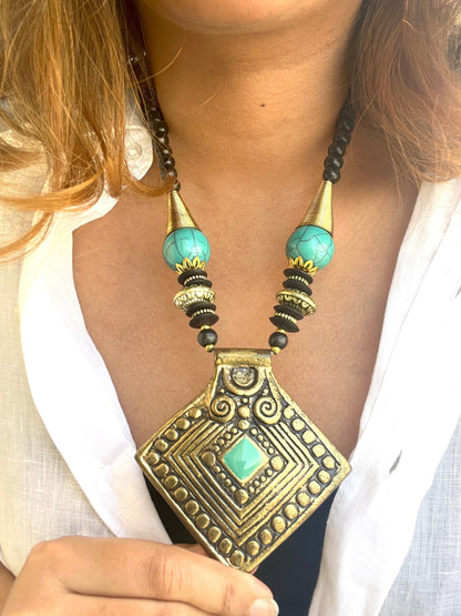 Turquoise Pendant Boho Necklace