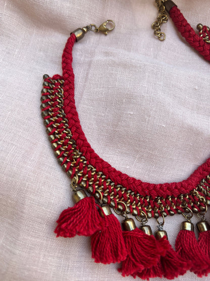 Red Tassel Boho Necklace