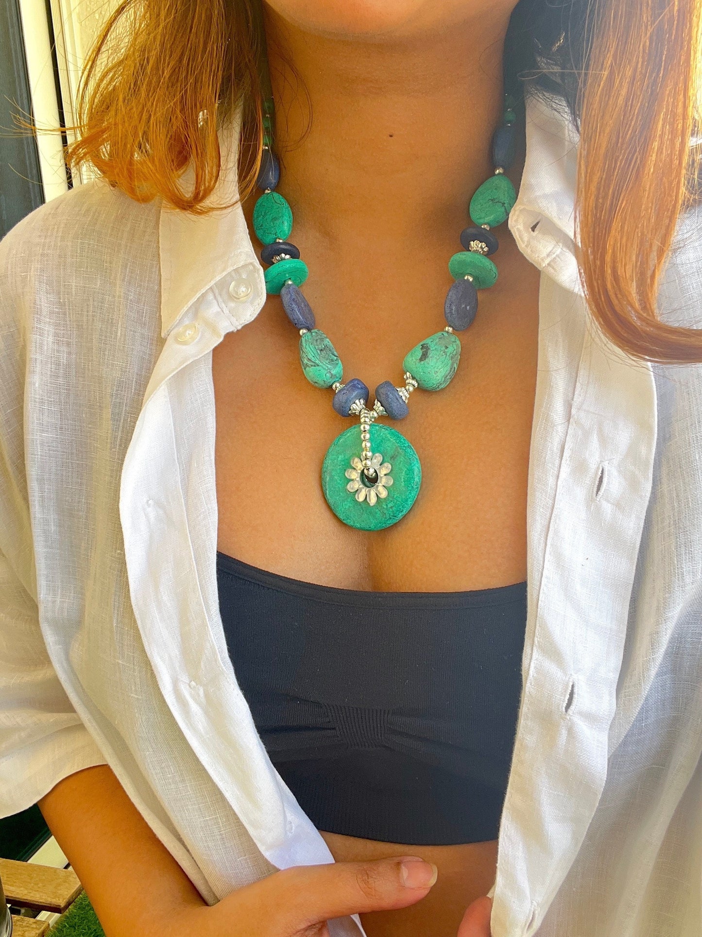 Turquoise Pendant Statement Necklace