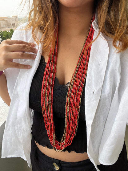 Red Copper Beaded Necklace