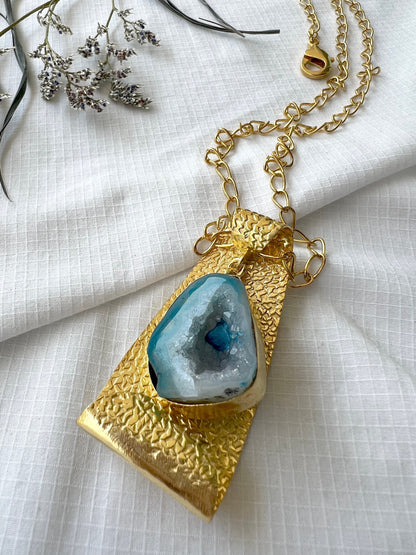 Blue Geode Pendant Necklace