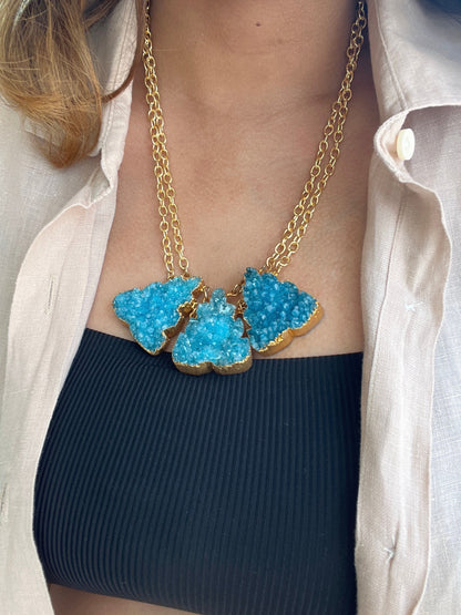 Green Druzy Bib Necklace