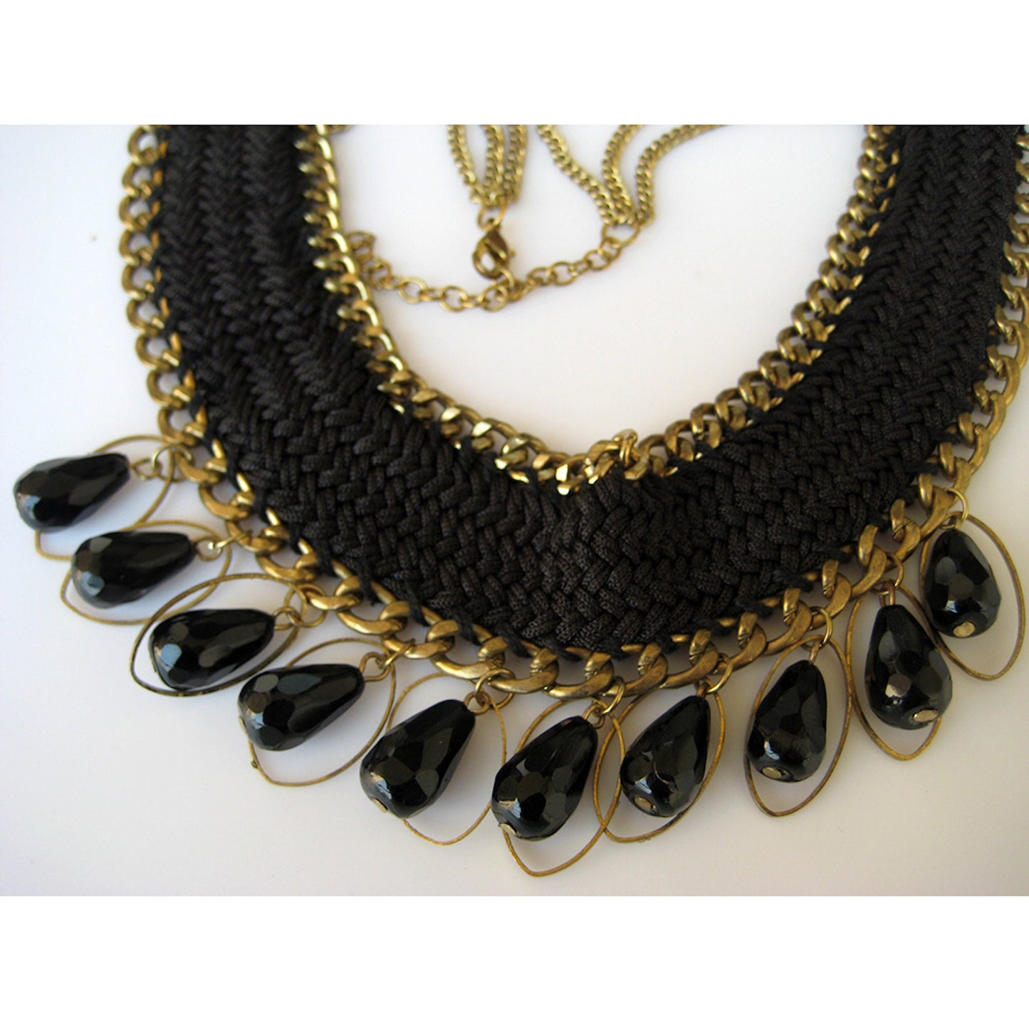 Black Crochet Bib Necklace