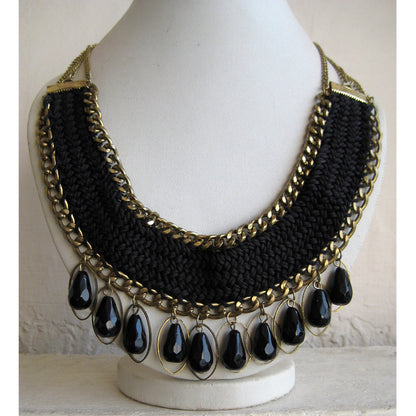 Black Crochet Bib Necklace