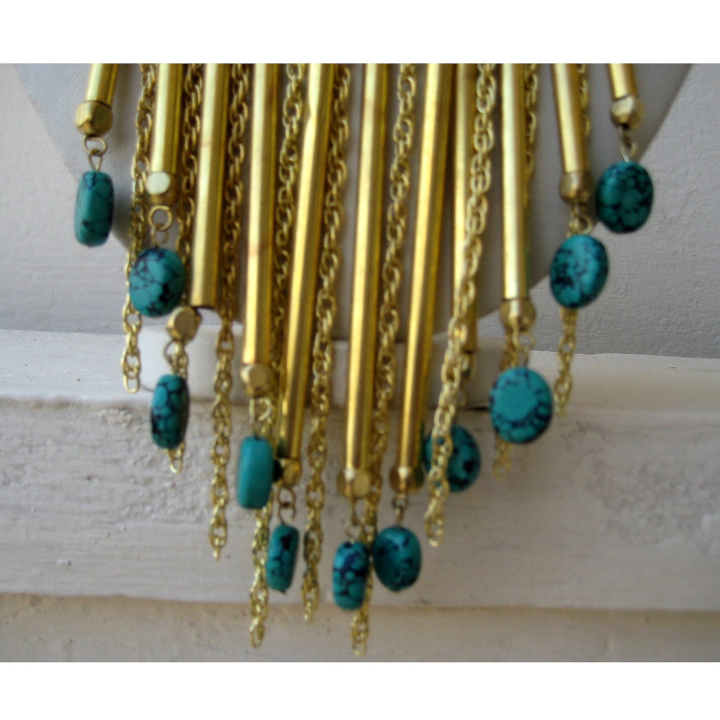 Turquoise Gold Chunky Bib Necklace