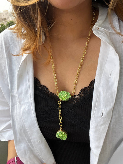 Neon Druzy Lariat Necklace