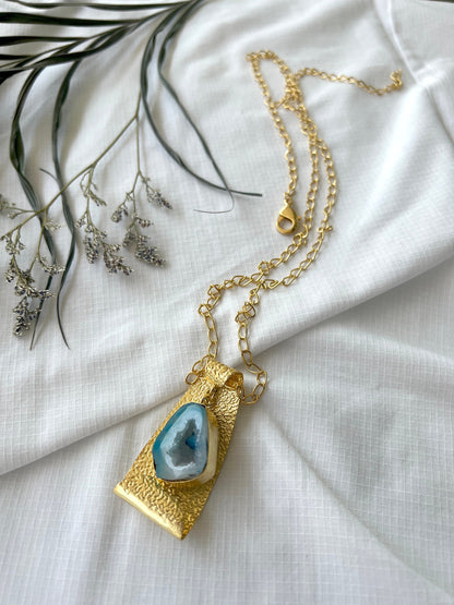 Blue Geode Pendant Necklace