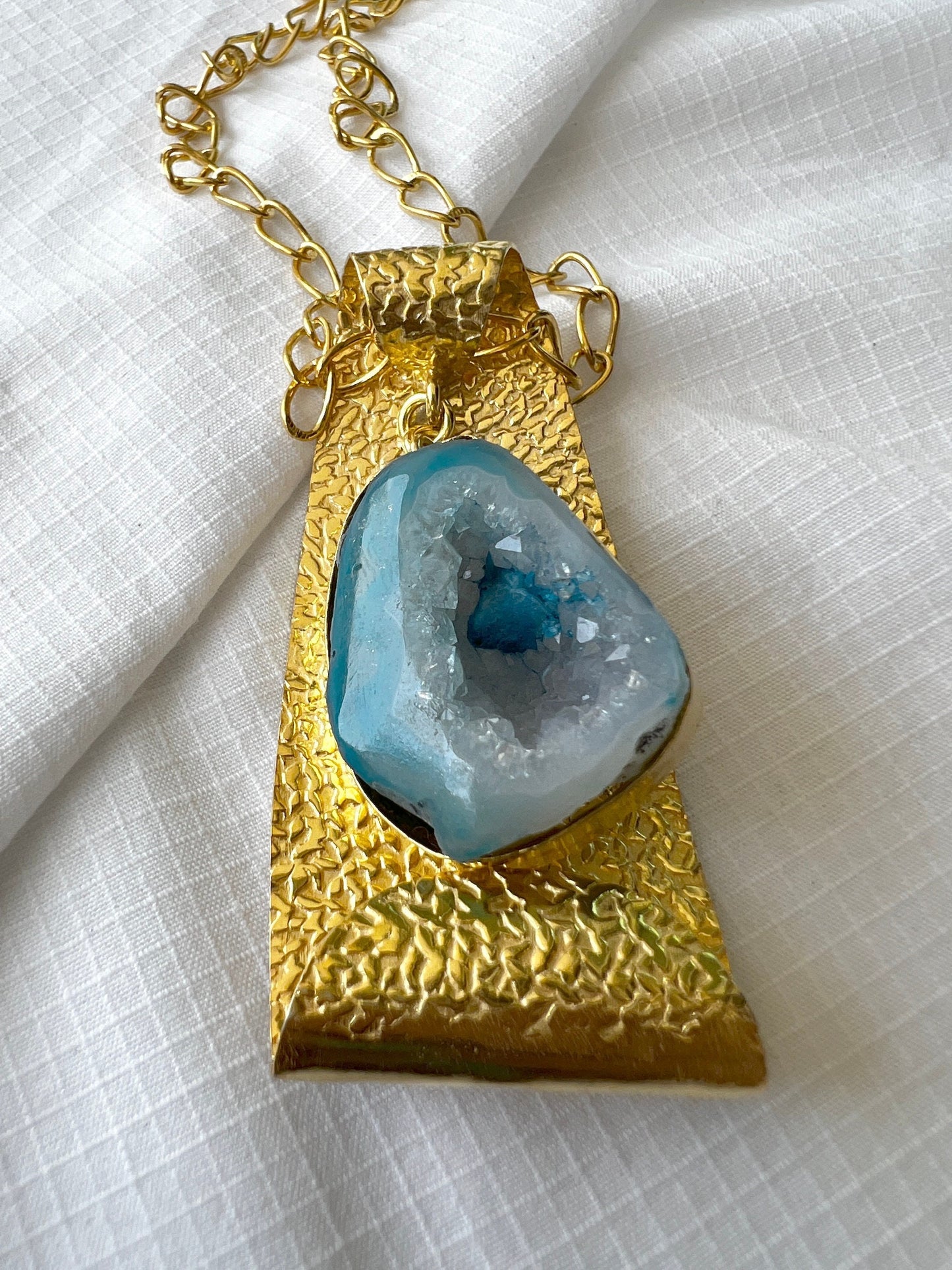 Blue Geode Pendant Necklace