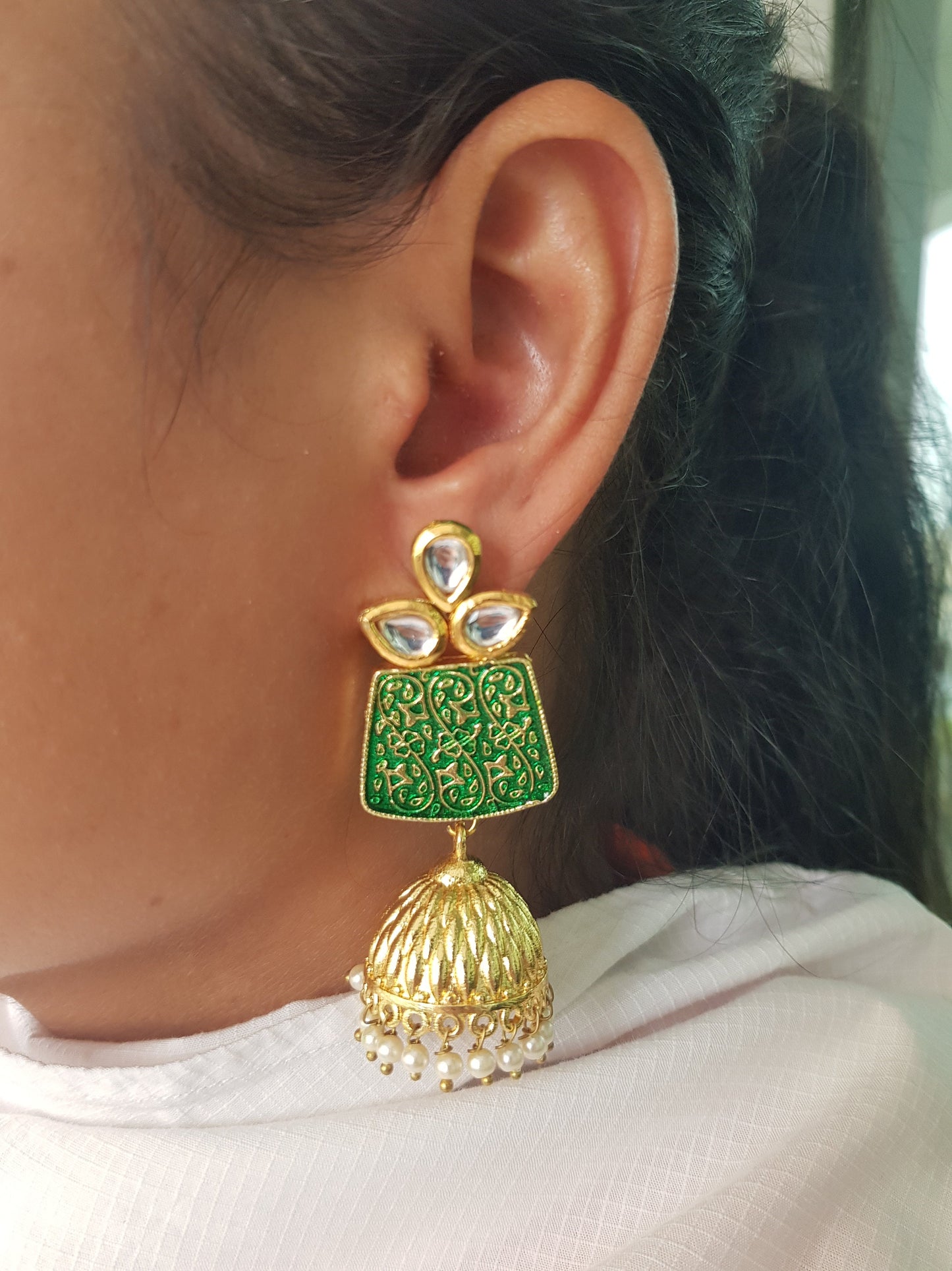 Indian Green Jhumka Earrings