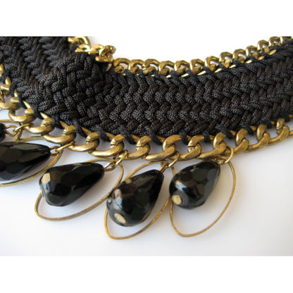 Black Crochet Bib Necklace