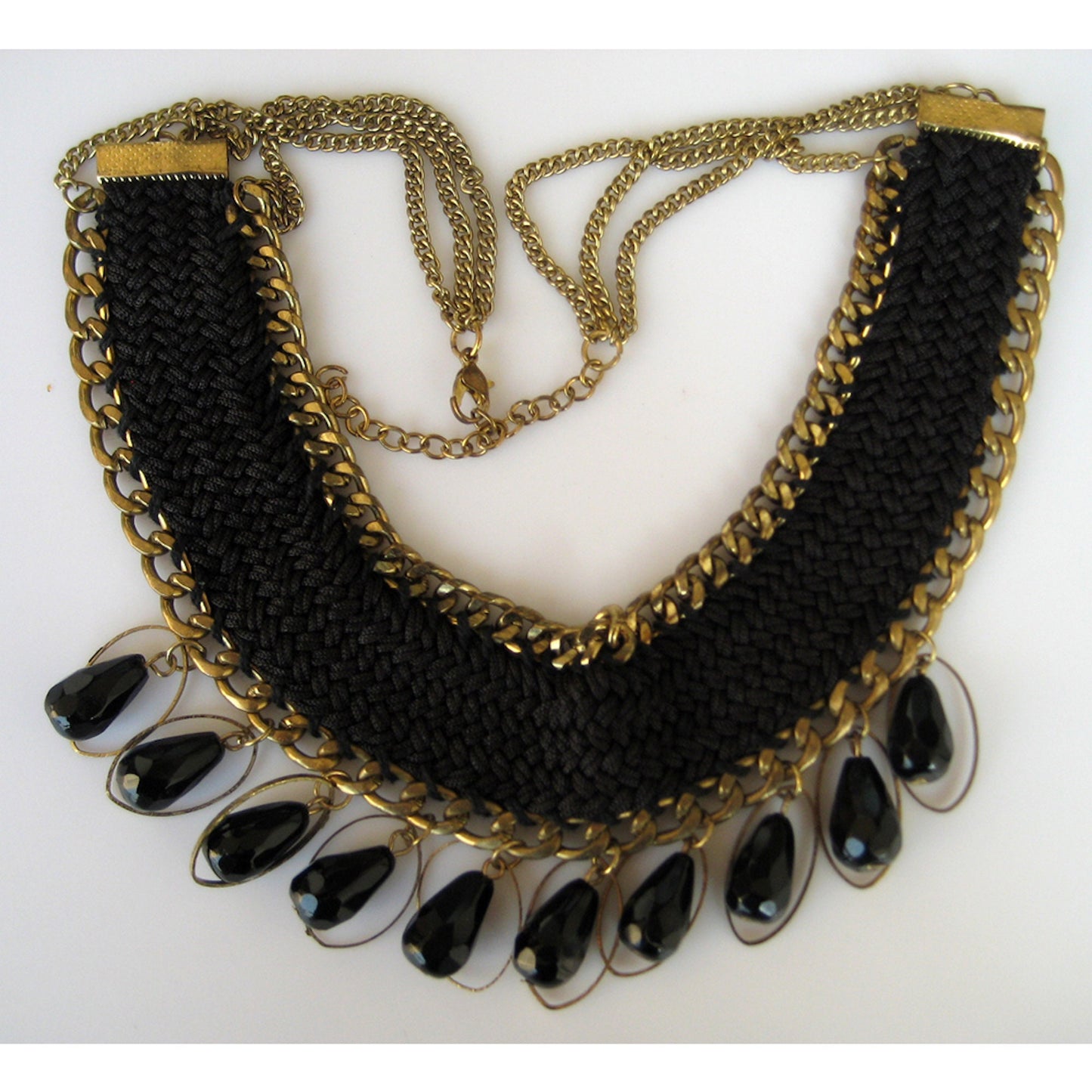 Black Crochet Bib Necklace