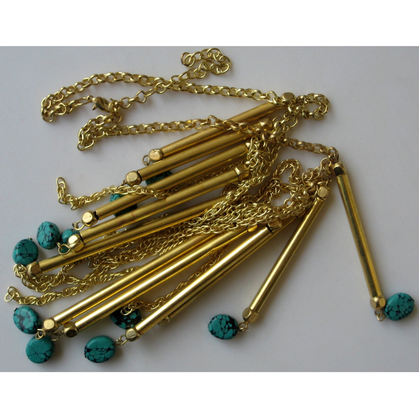 Turquoise Gold Chunky Bib Necklace