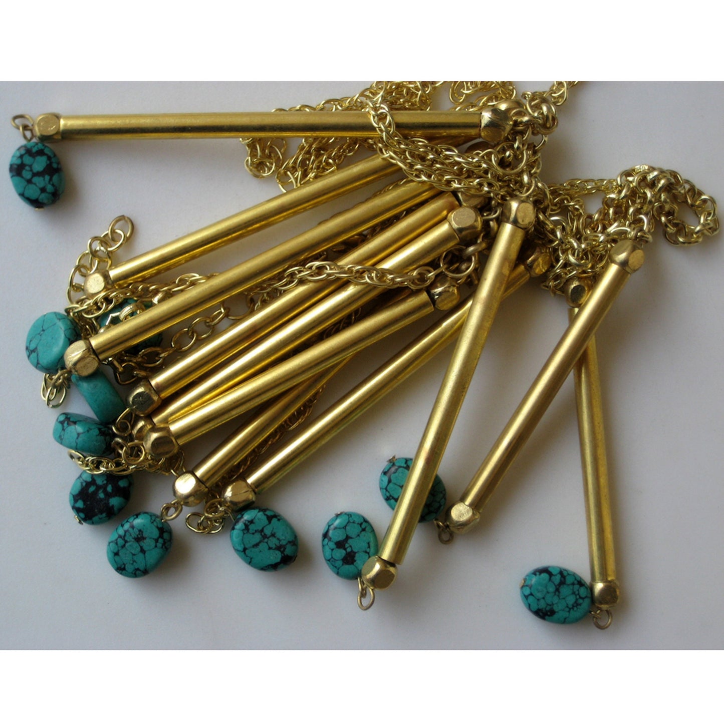 Turquoise Gold Chunky Bib Necklace