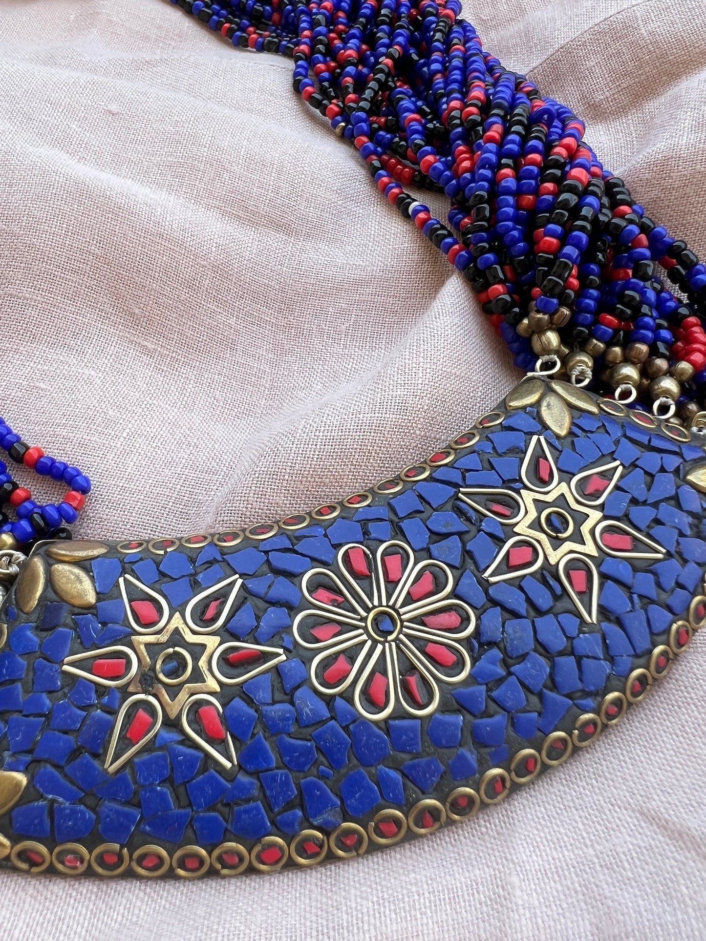 Tibetan Beaded Bib Necklace