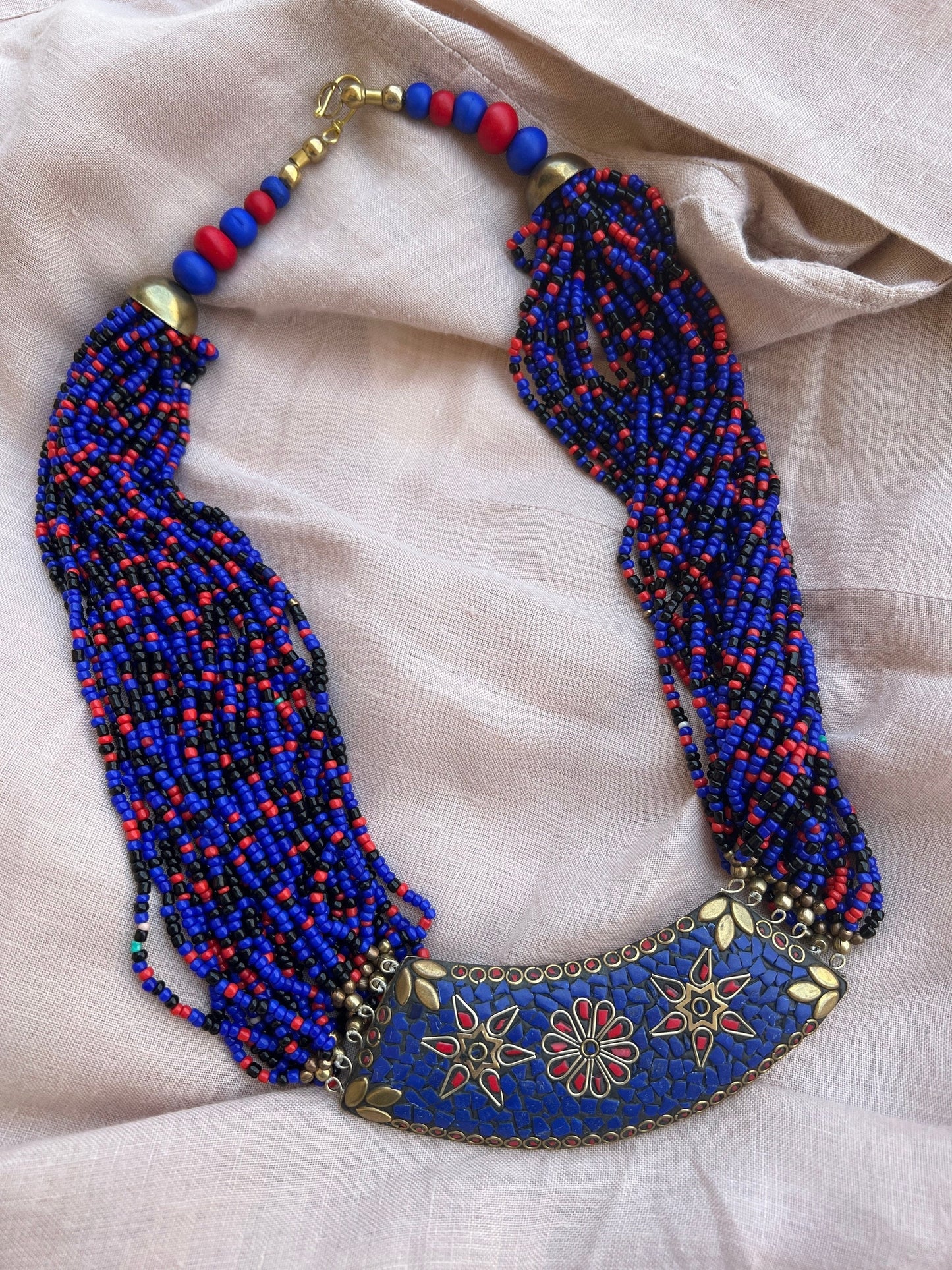 Tibetan Beaded Bib Necklace