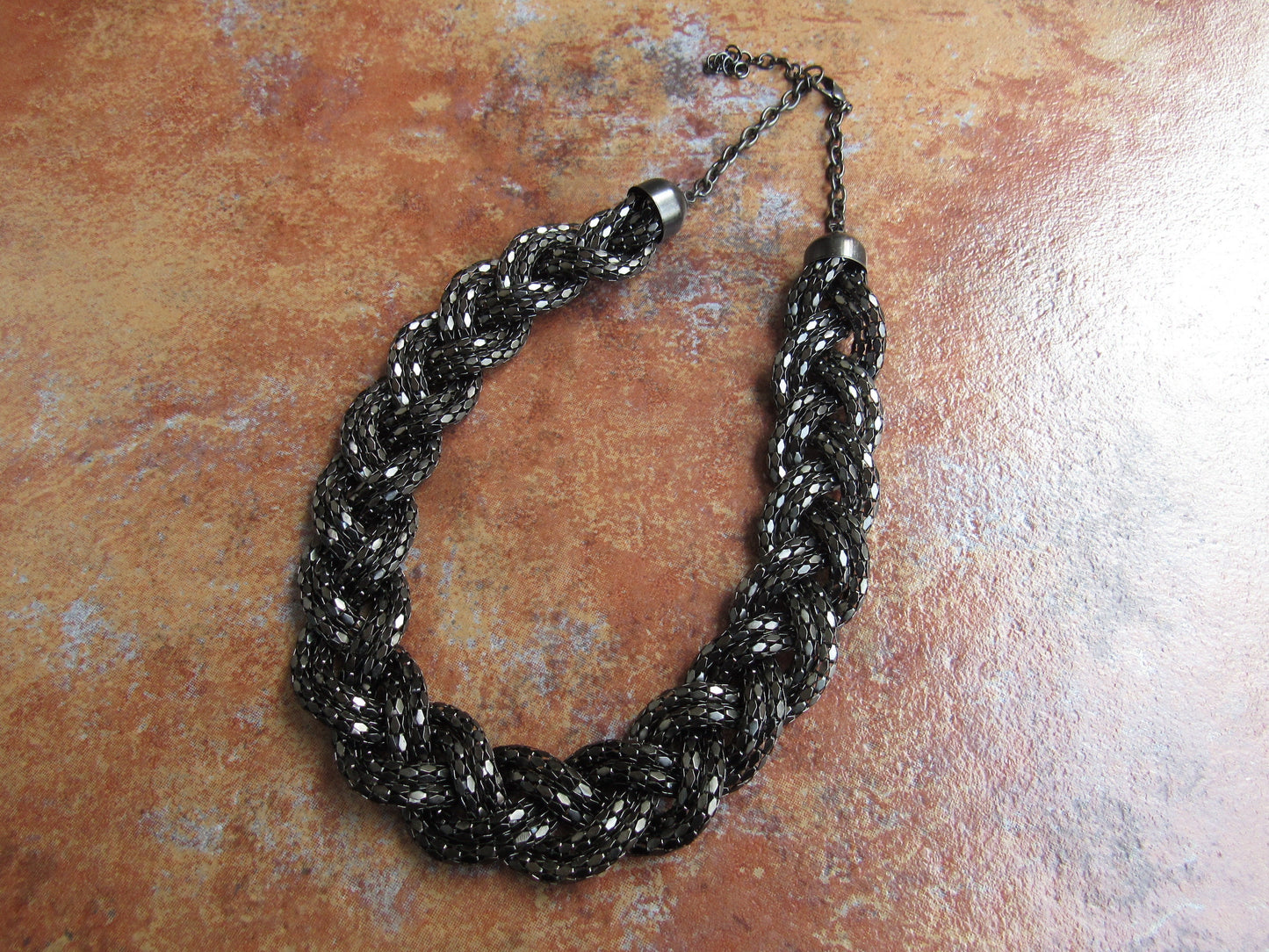 Black Braided Bib Necklace