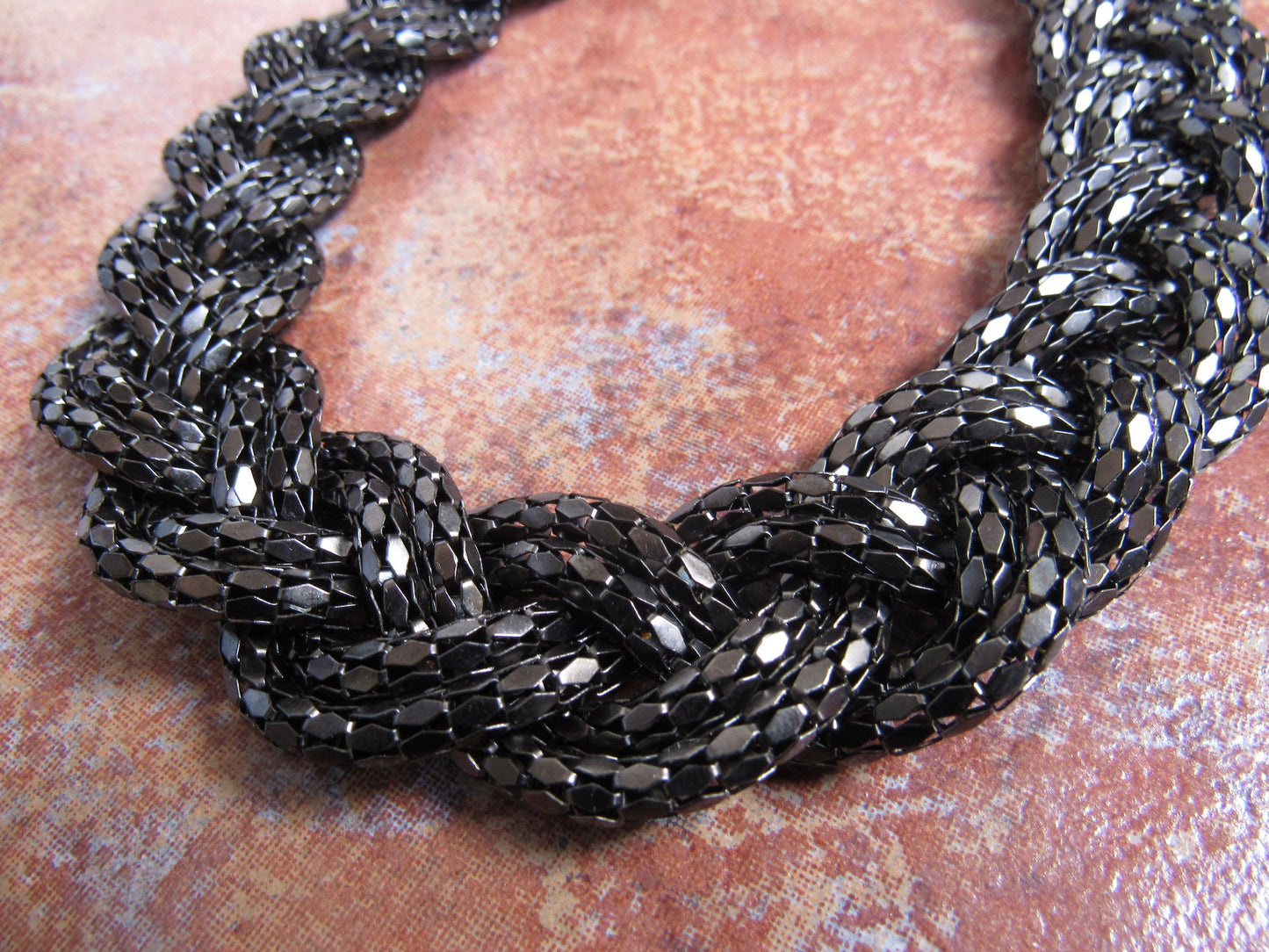 Black Braided Bib Necklace