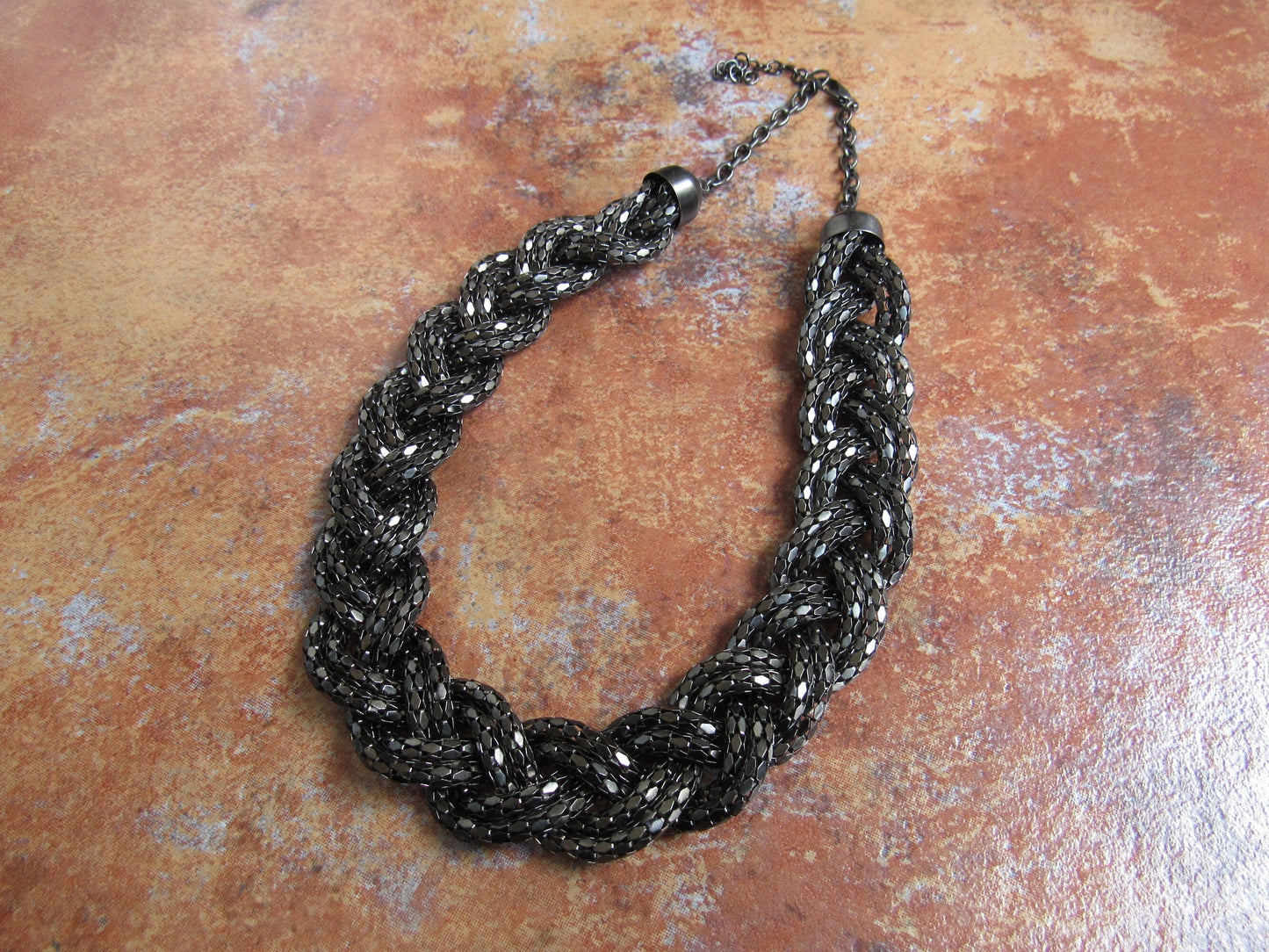 Black Braided Bib Necklace