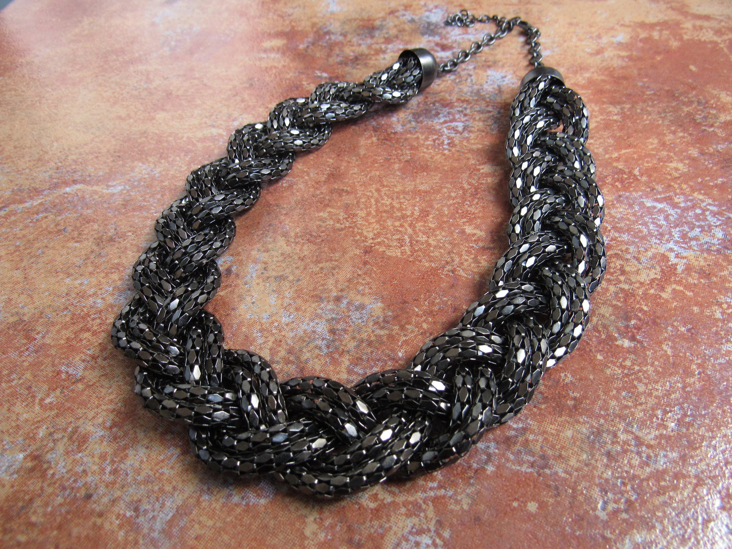 Black Braided Bib Necklace