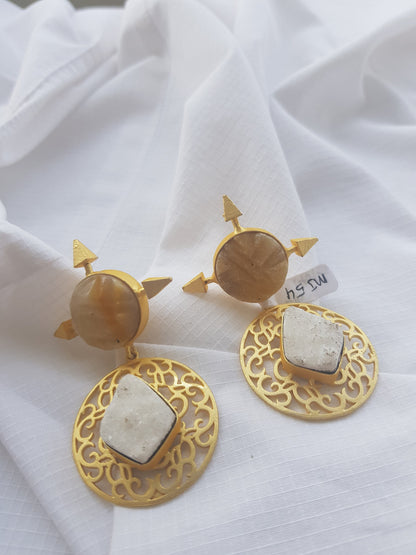 Raw Rutile Quartz Earrings