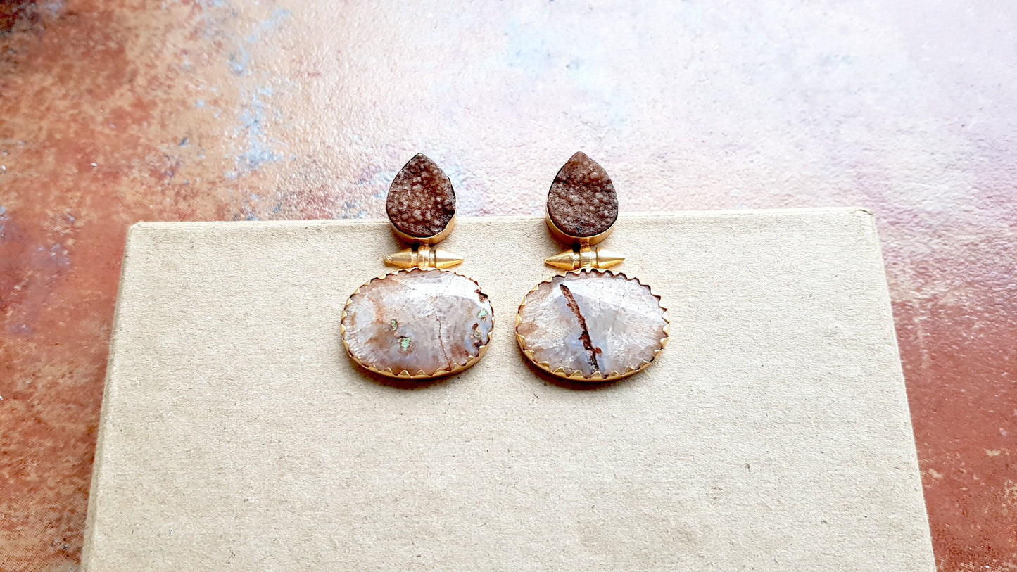 Dark Green Druzy Earrings