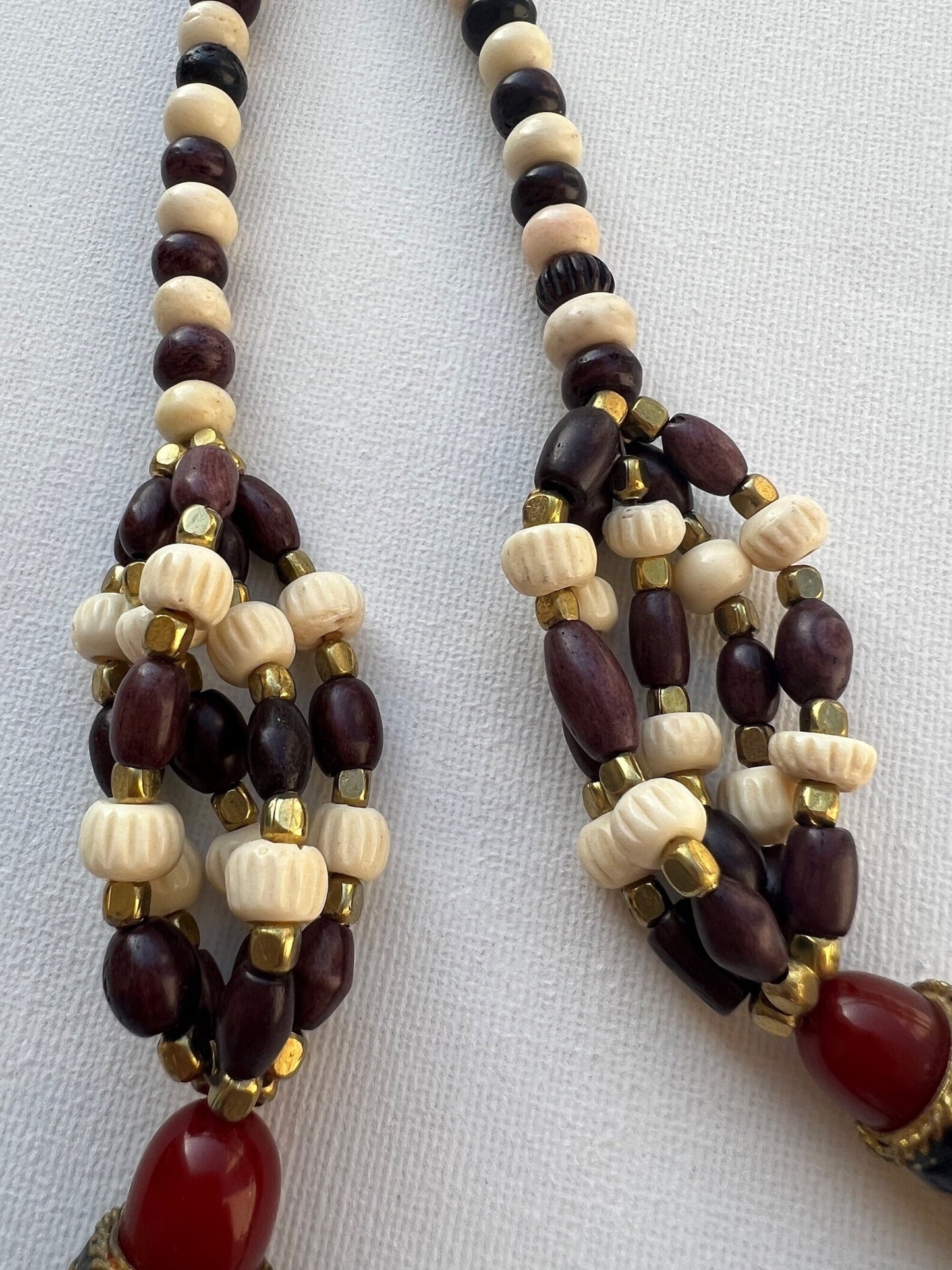 Maroon Chunky Beaded Boho Necklace