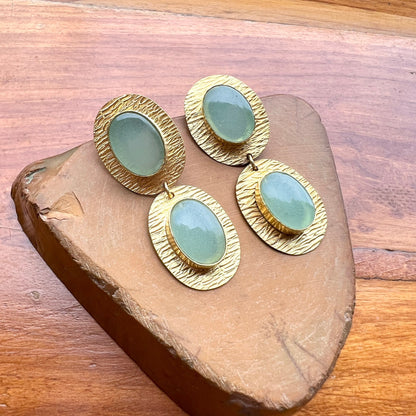 Chalcedony Gold Earrings