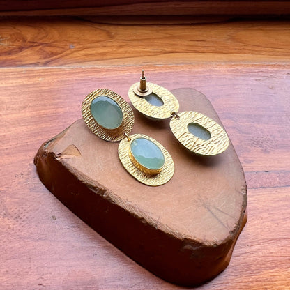 Chalcedony Gold Earrings