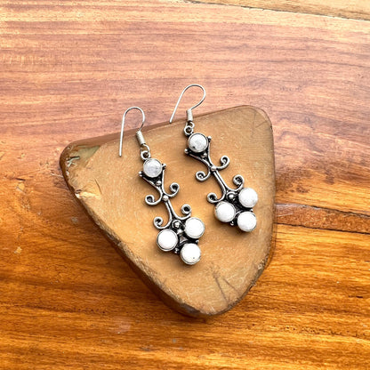 Silver Moonstone Dangle Earrings