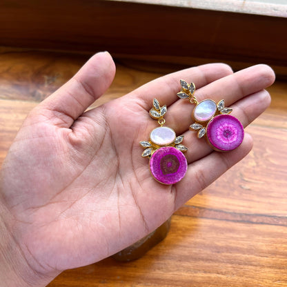 Pink Agate Wedding Earrings