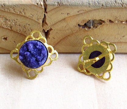 Purple/Blue Druzy Studs