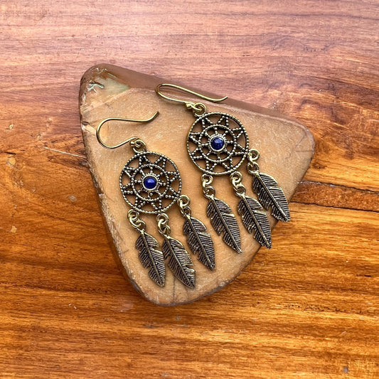 Dream Catcher Onyx Garnet Earrings