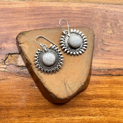 Oxidized Moonstone Earrings