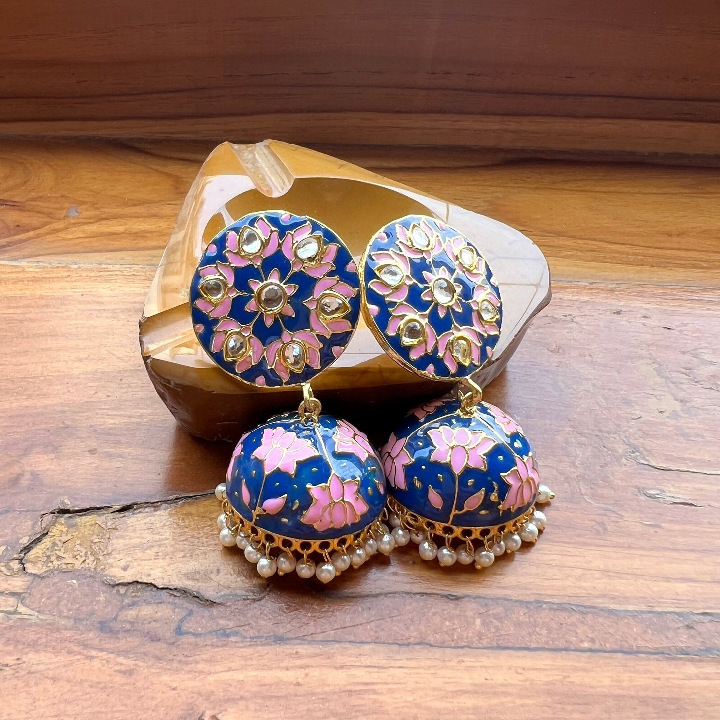 Pink Pearl Jhumka Earrings