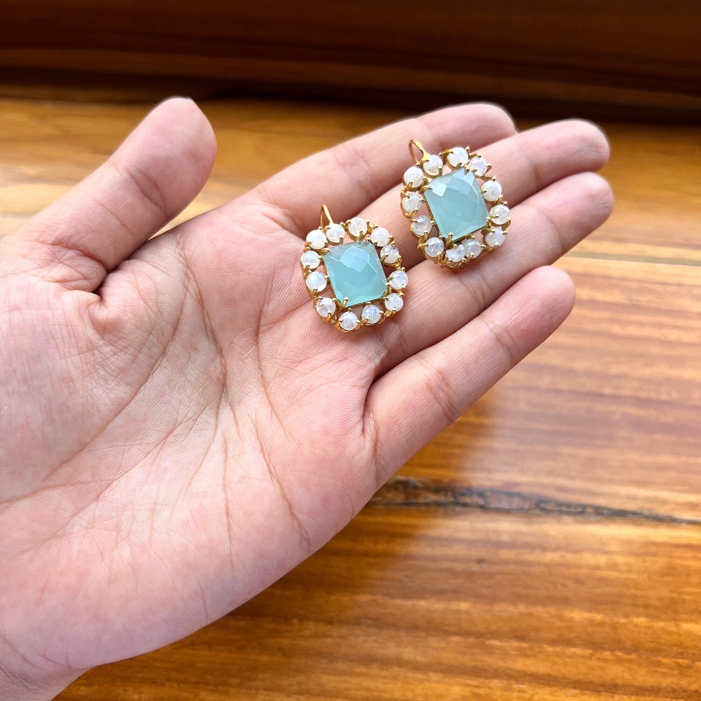 Chalcedony & Moonstone Earrings