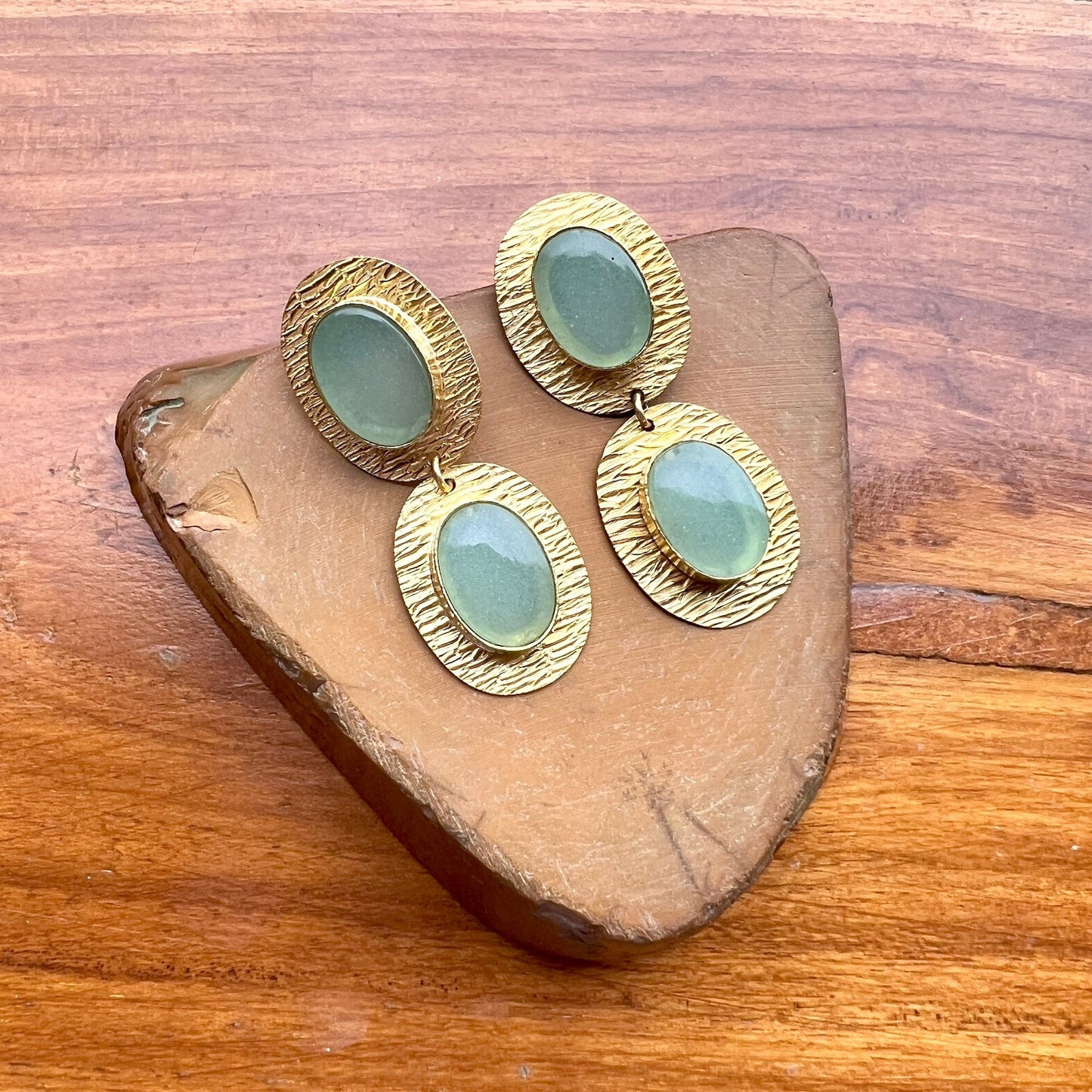 Chalcedony Gold Earrings