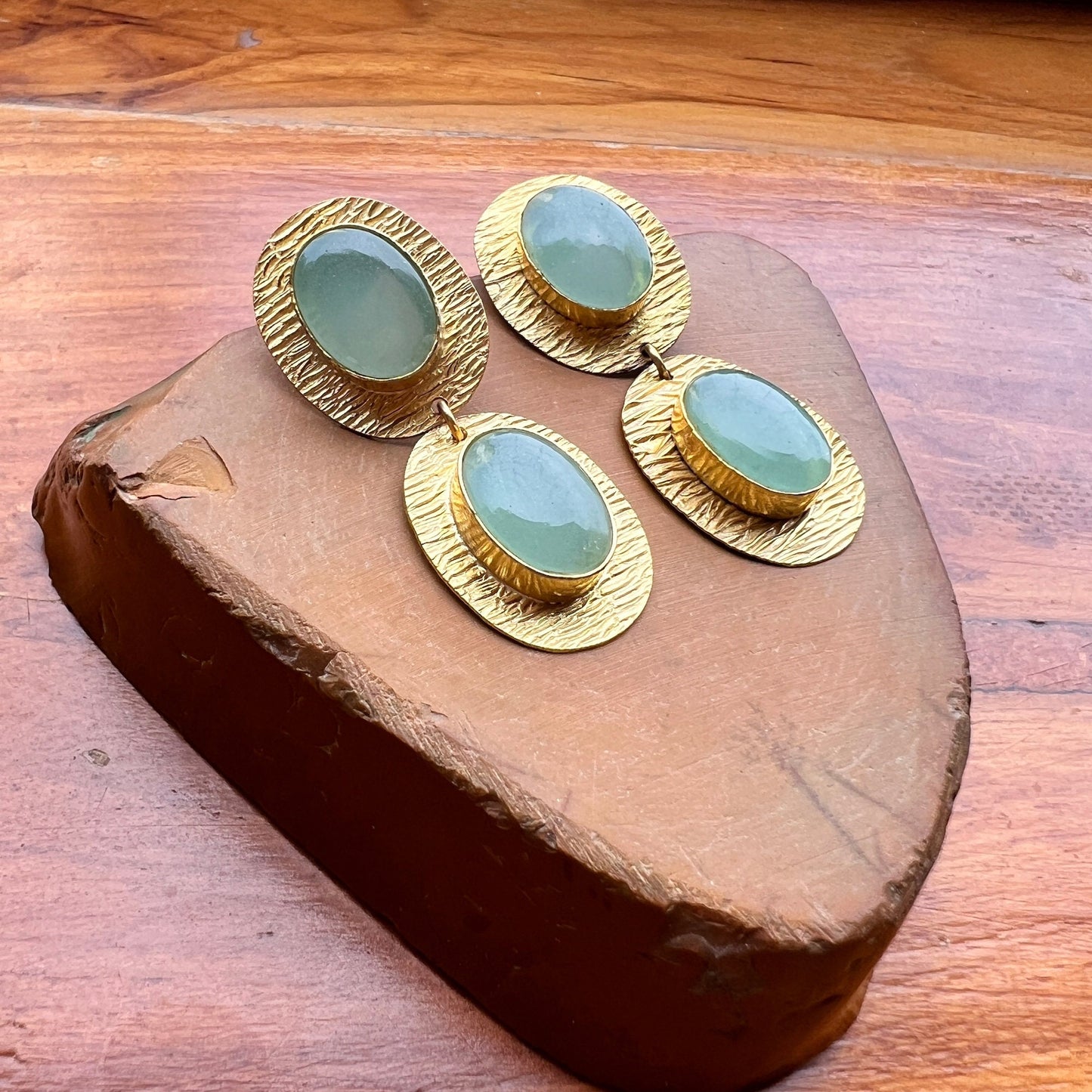 Chalcedony Gold Earrings