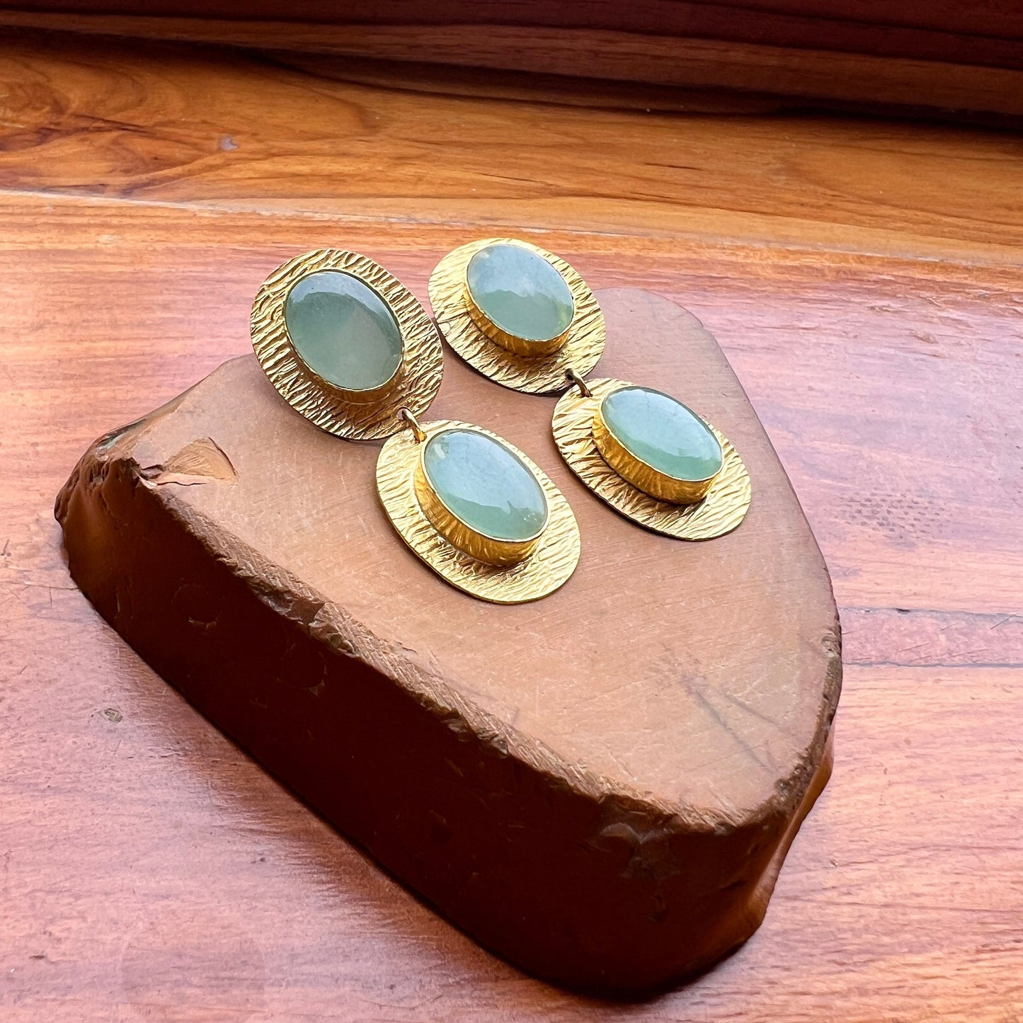 Chalcedony Gold Earrings