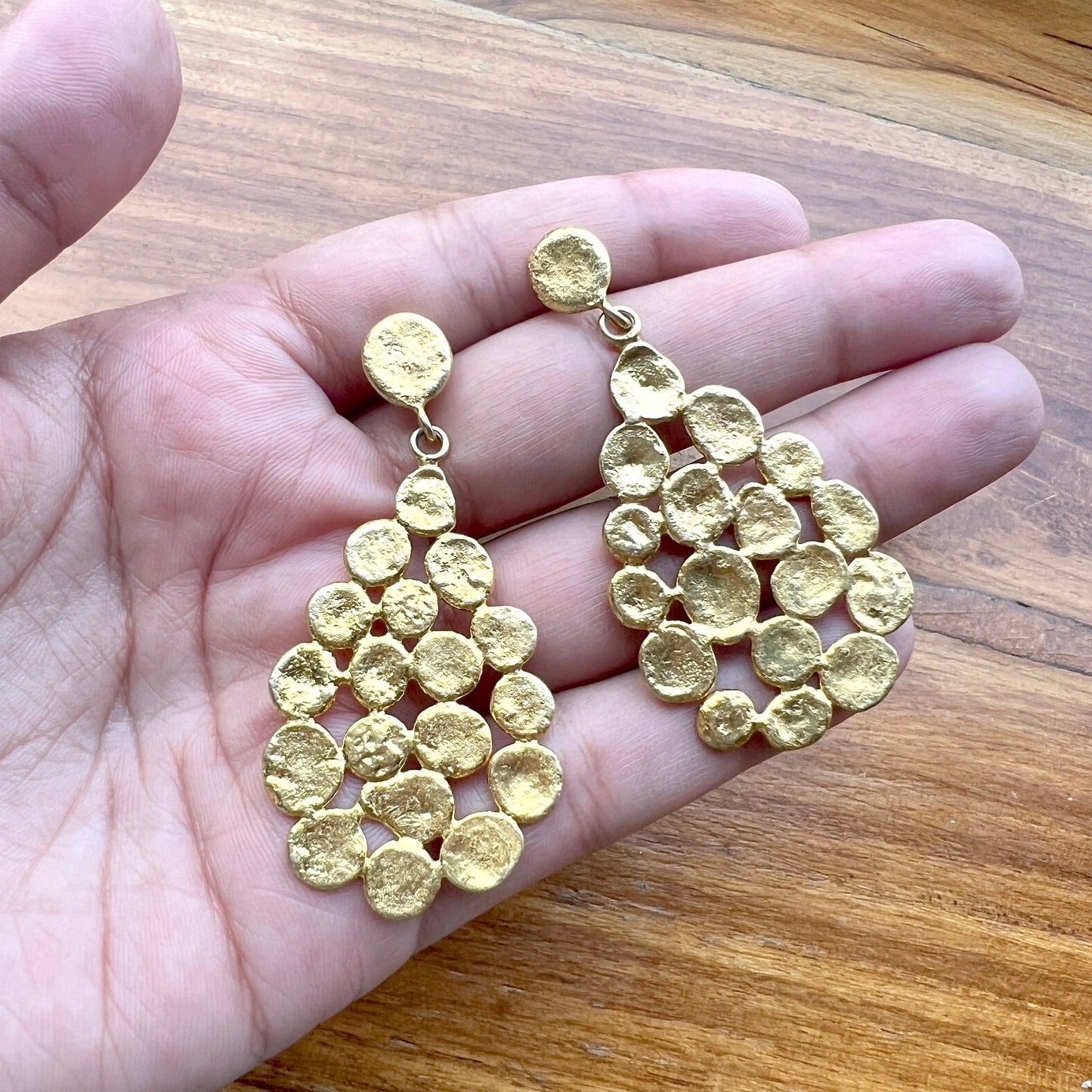 Gold Hammered Brass Dangles