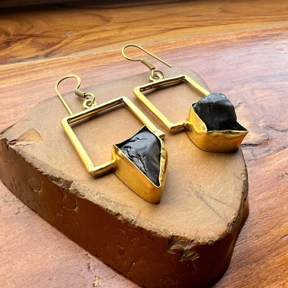 Smoky Quartz Onyx Earrings