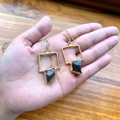 Smoky Quartz Onyx Earrings