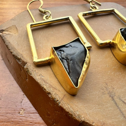 Smoky Quartz Onyx Earrings