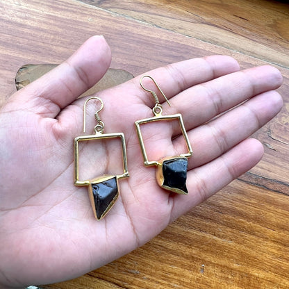 Smoky Quartz Onyx Earrings